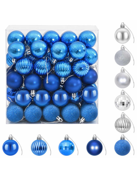 Set di Palline di Natale 100 pz Blu e argento 4 cm Polistirolo