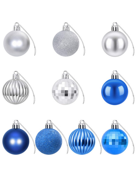 Set di Palline di Natale 100 pz Blu e argento 4 cm Polistirolo