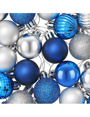 Set di Palline di Natale 100 pz Blu e argento 4 cm Polistirolo