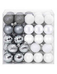 Set di Palline di Natale 100 pz Bianco e Grigio 4 cm 2