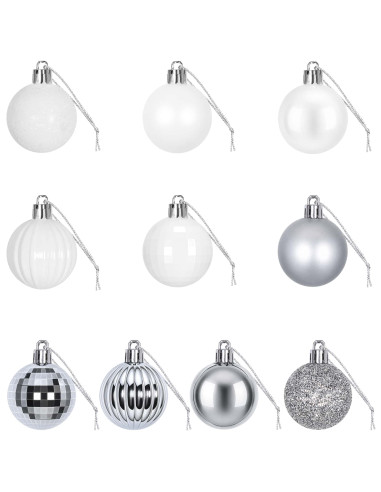 Set di Palline di Natale 100 pz Bianco e Grigio 4 cm