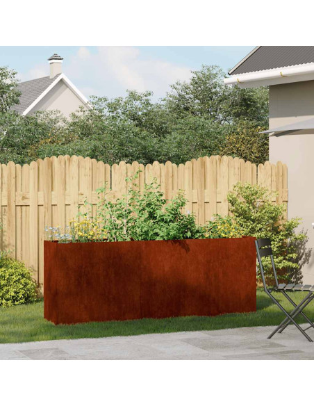 Fioriera Arrugginita 200x40x80 cm in Acciaio Corten