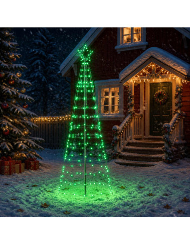 Albero di Natale LED 250 cm 300 LED Multicolore Acciaio Nero