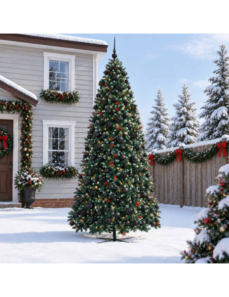 Albero di Natale artificiale a cerniera con palline 500 cm