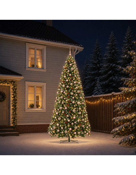 Albero di Natale Artificiale a Cerniera con Palline 400 cm