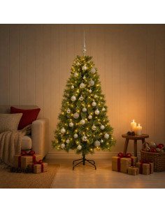 Albero di Natale artificiale con palline 150 cm 150 LED