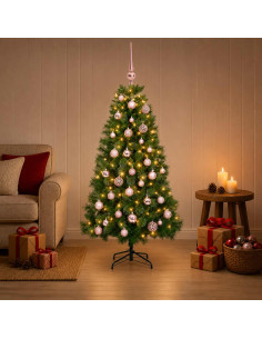 Albero di Natale artificiale con palline 150 cm 150 LED