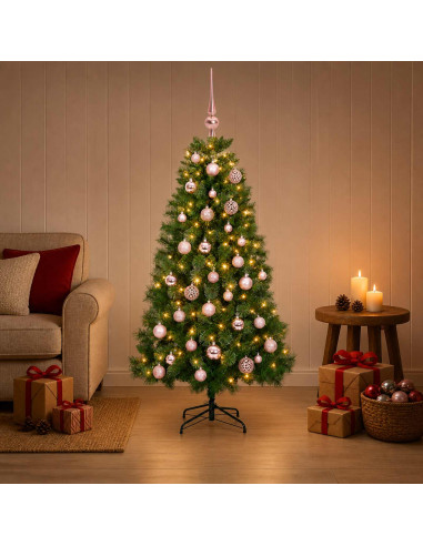 Albero di Natale artificiale con palline 150 cm 150 LED