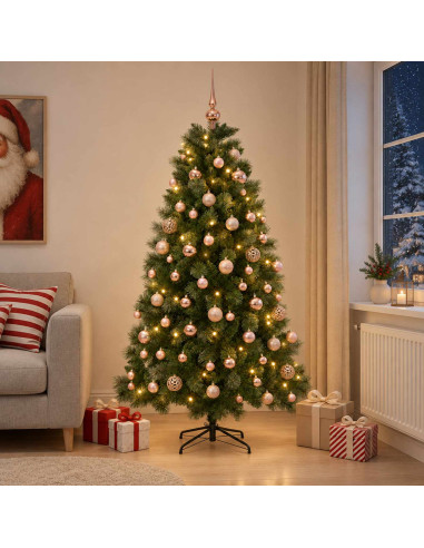 Albero di Natale artificiale con palline 180 cm 300 LED