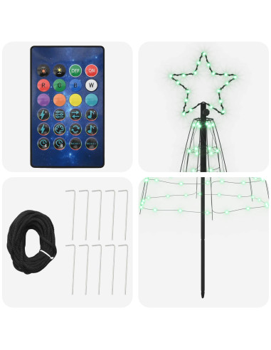 Albero di Natale LED 250 cm 300 LED Multicolore Acciaio Nero