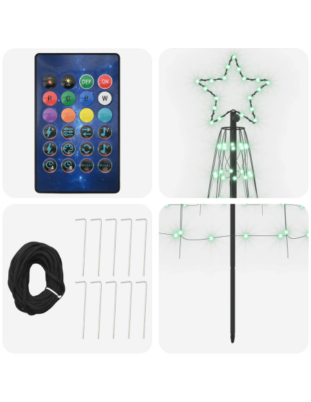 Albero di Natale LED 300 cm 390 LED Multicolore Acciaio Nero