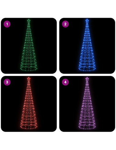 Albero di Natale LED 300 cm 390 LED Multicolore Acciaio Nero