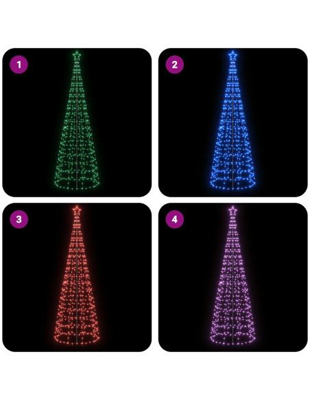 Albero di Natale LED 300 cm 390 LED Multicolore Acciaio Nero