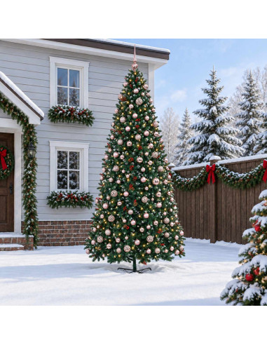 Albero di Natale Artificiale a Cerniera con Palline 400 cm