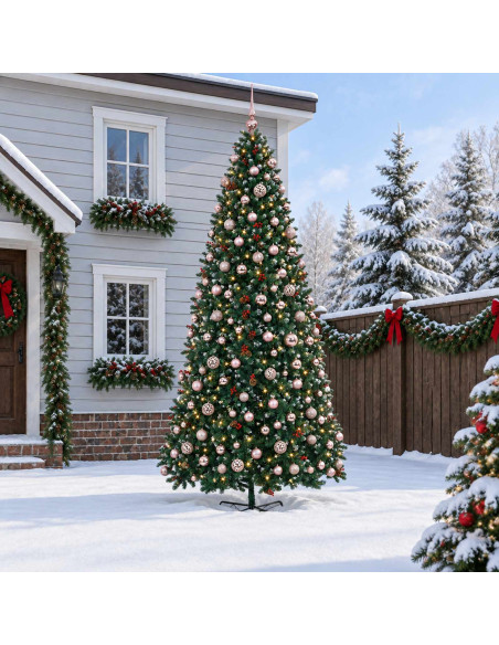 Albero di Natale Artificiale a Cerniera con Palline 400 cm