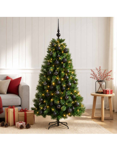 Albero di Natale artificiale con palline 150 cm 150 LED
