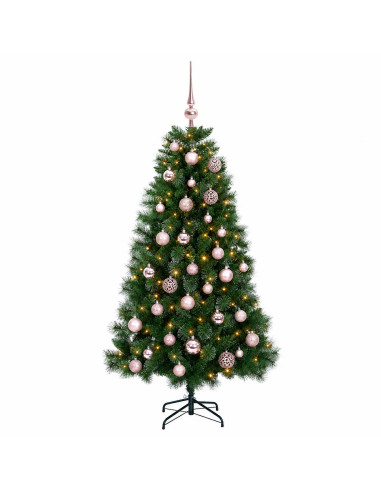 Albero di Natale artificiale con palline 150 cm 150 LED