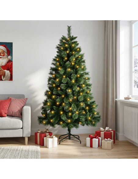 Albero di Natale artificiale 150 cm 150 LED Bianco caldo