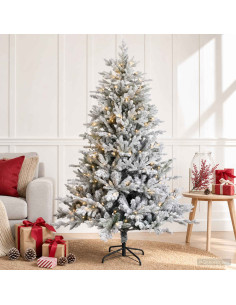 Albero di Natale Artificiale con Rami Pieghevoli 150 cm 150 LED