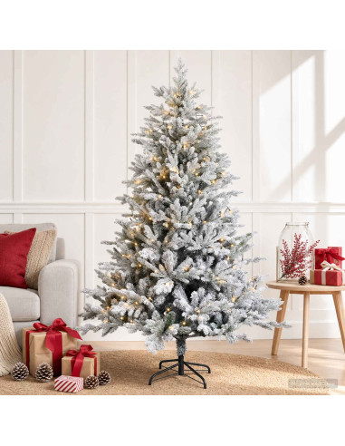 Albero di Natale Artificiale con Rami Pieghevoli 150 cm 150 LED