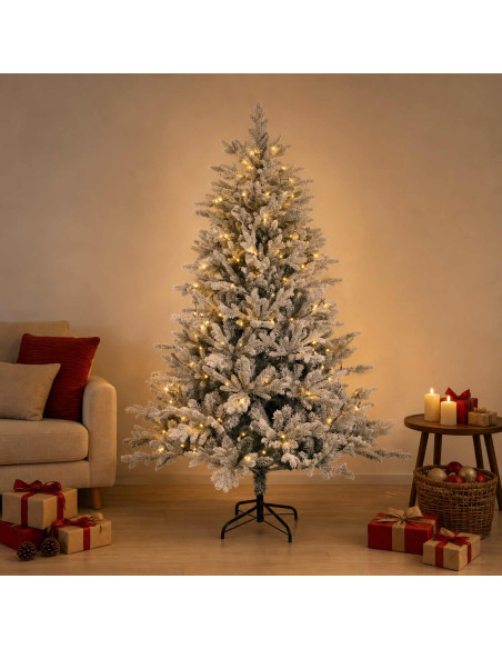 Albero di Natale Artificiale con Rami Pieghevoli 150 cm 150 LED
