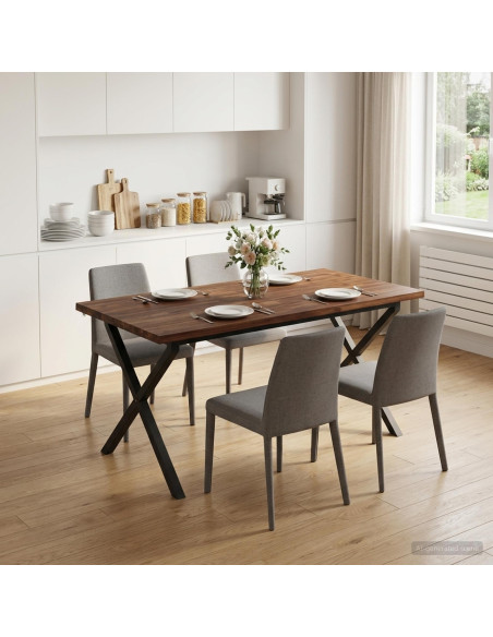 Tavolo da pranzo con bordo vivo 160 x 80 x 75 cm