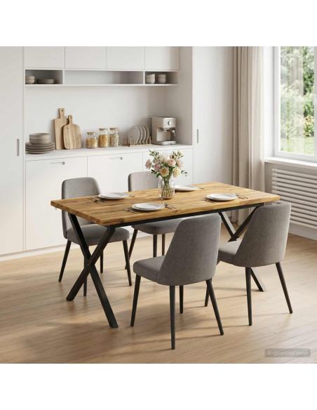 Tavolo da pranzo con bordo vivo 160 x 80 x 75 cm