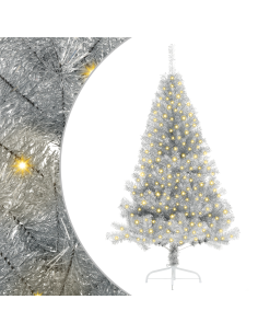 Albero di Natale artificiale con luci integrate Argento 180 cm 2