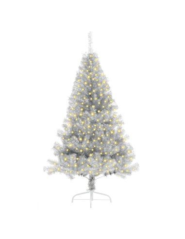 Albero di Natale artificiale con luci integrate Argento 180 cm