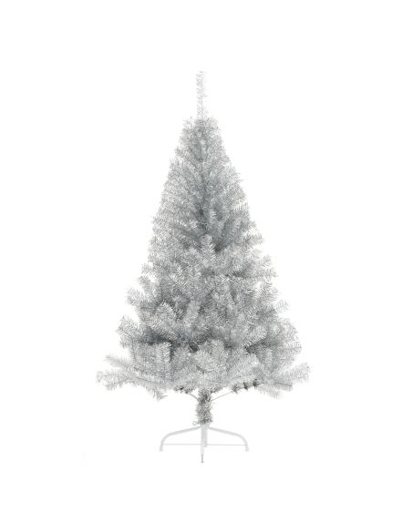 Albero di Natale artificiale con luci integrate Argento 180 cm