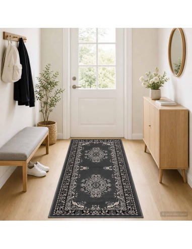 Tappeto Runner FLORNES Tessuto Motivo Grigio 67 x 300 cm PP