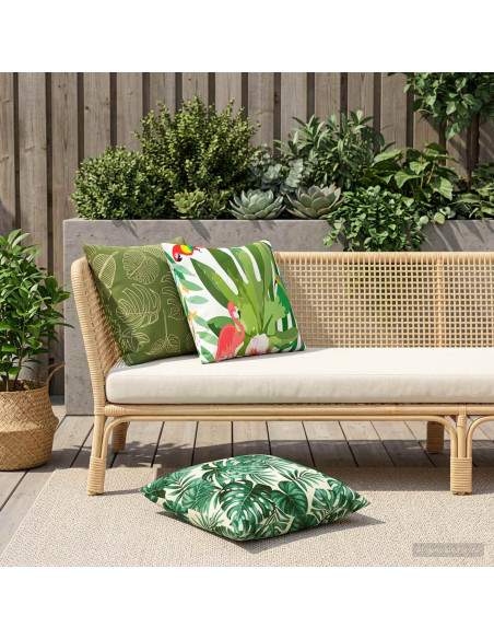 Cuscino 2 pz HEERLEN Motivo a Foglie 60 x 60 cm Poliestere