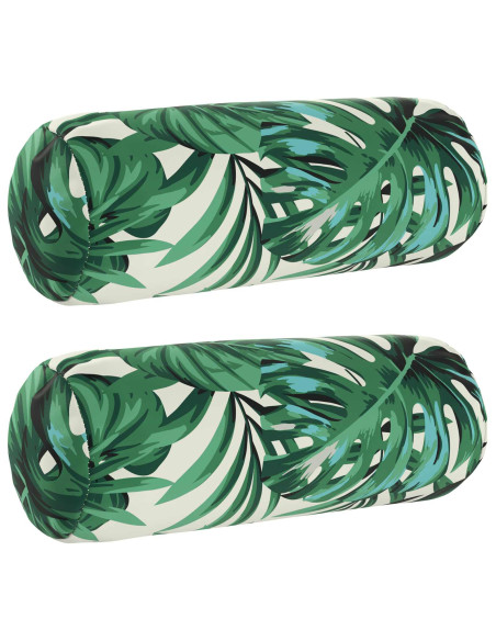 Cuscino 2 pz HEERLEN Motivo a Foglie Ø 15 x 40 cm Poliestere