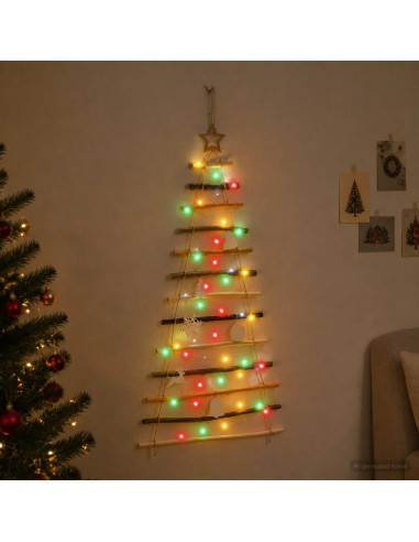 Albero di Natale appeso 120 cm 50 LED Multicolore