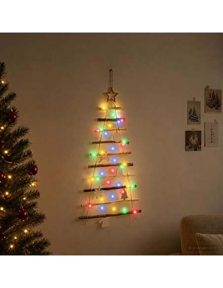Albero di Natale appeso 90 cm 30 LED Multicolore