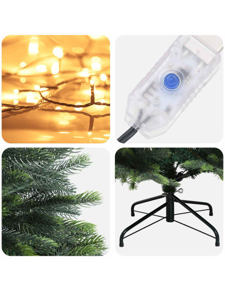 Albero di Natale Artificiale con Rami Pieghevoli 210 cm 300 LED