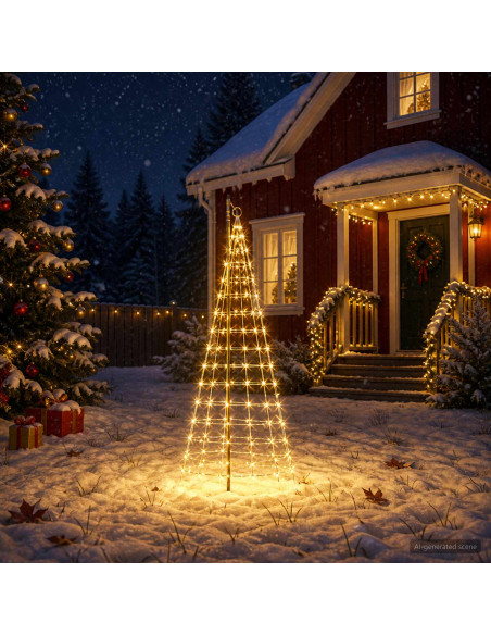 Luci per albero di Natale con picchetti e asta per bandiera