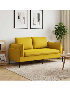 Divano a 2 Posti 2 posto Giallo 188 x 81 x 89 cm Velluto
