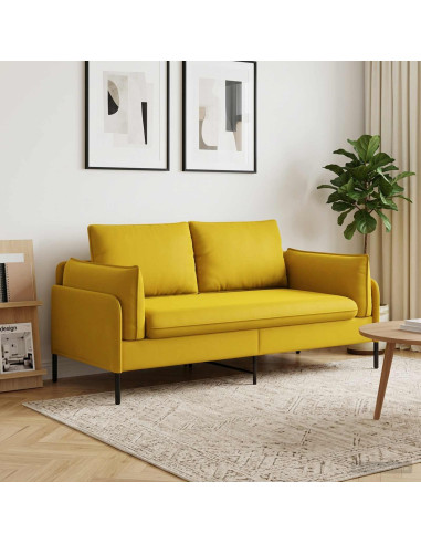 Divano a 2 Posti 2 posto Giallo 188 x 81 x 89 cm Velluto