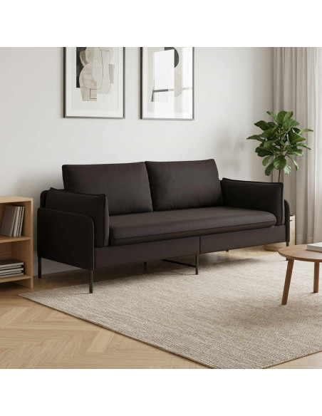 Divano 3-Persone Nero 222 x 81 x 89 cm Velluto