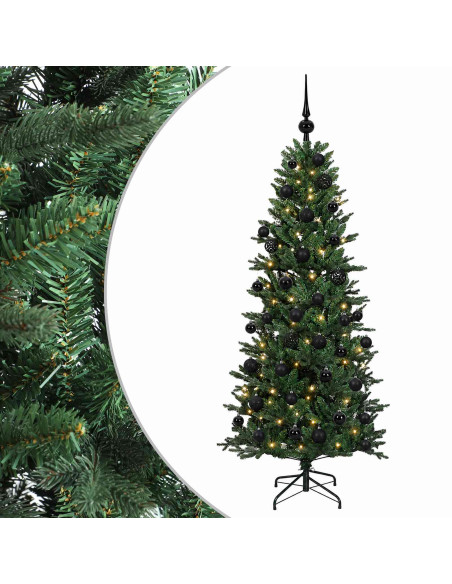 Albero di Natale artificiale con palline 120 cm 150 LED
