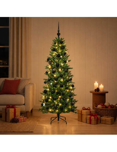 Albero di Natale artificiale con palline 120 cm 150 LED