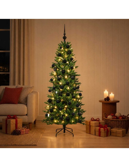 Albero di Natale artificiale con palline 120 cm 150 LED
