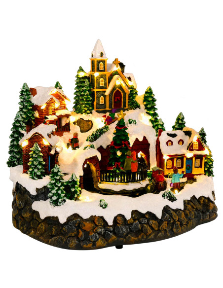 Villaggio di Natale con treno SALO 25,5 x 20 x 23 cm Resina