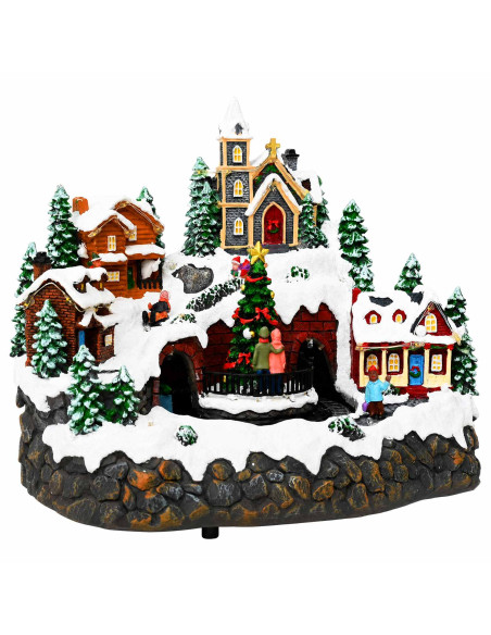 Villaggio di Natale con treno SALO 25,5 x 20 x 23 cm Resina