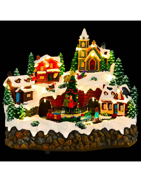 Villaggio di Natale con treno SALO 25,5 x 20 x 23 cm Resina