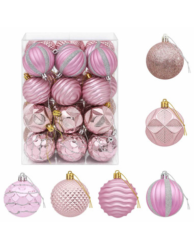 Set di Palline di Natale 36 pz Rosa 6 cm Polistirolo