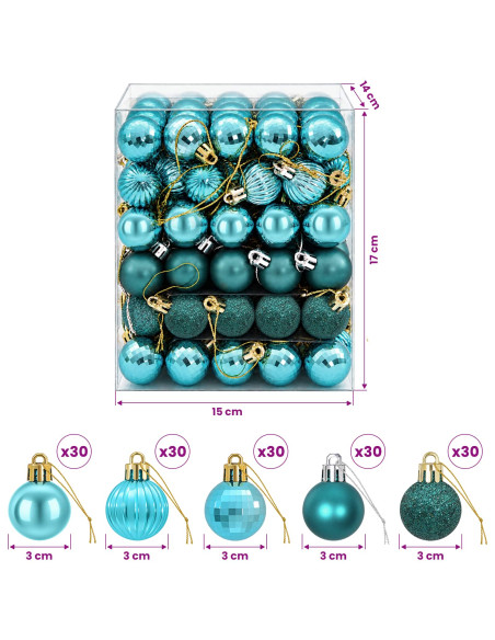 Set di Palline di Natale 150 pz Verde 3 cm Polistirolo