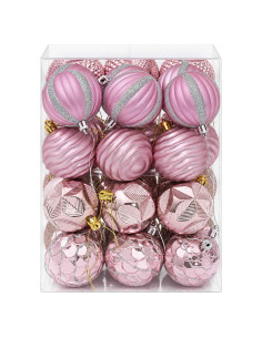 Set di Palline di Natale 36 pz Rosa 6 cm Polistirolo 2