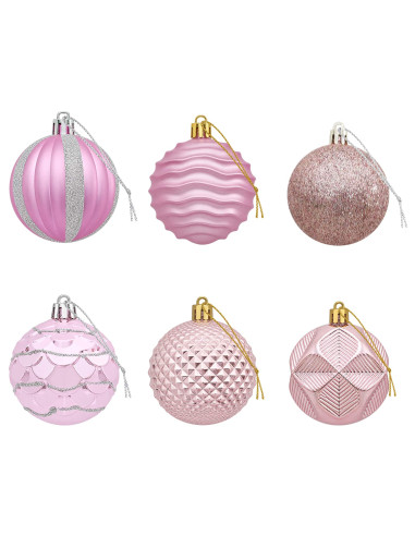 Set di Palline di Natale 36 pz Rosa 6 cm Polistirolo